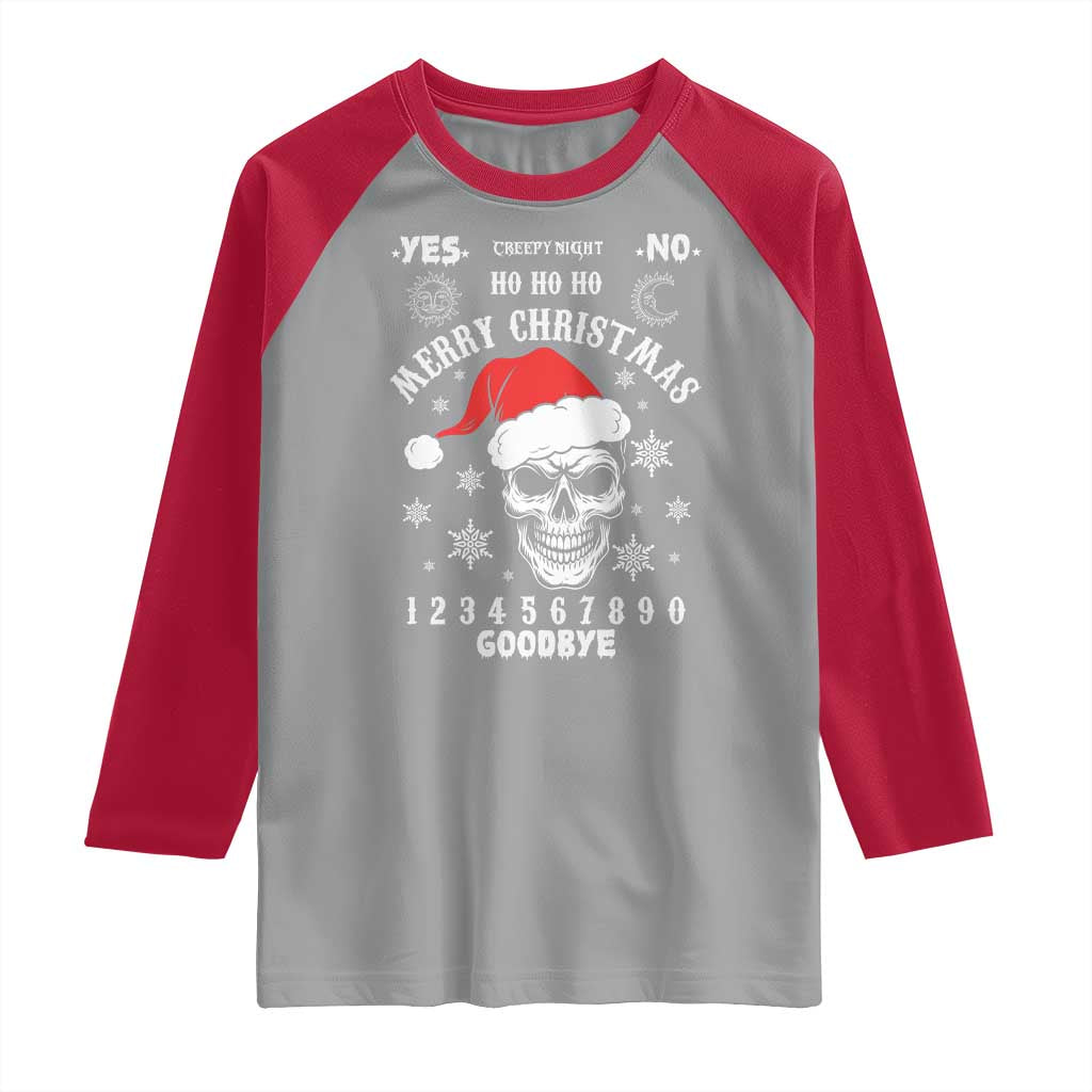 Dark Christmas Spirit Board Raglan Shirt Creepy Merry Xmas Skull and Ouija Horror Holiday TS02 Sport Gray Red Print Your Wear