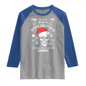 Dark Christmas Spirit Board Raglan Shirt Creepy Merry Xmas Skull and Ouija Horror Holiday TS02 Sport Gray Royal Print Your Wear