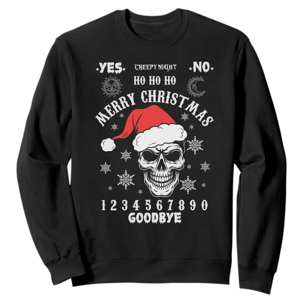 Dark Christmas Spirit Board Sweatshirt Creepy Merry Xmas Skull and Ouija Horror Holiday TS02 Black Print Your Wear