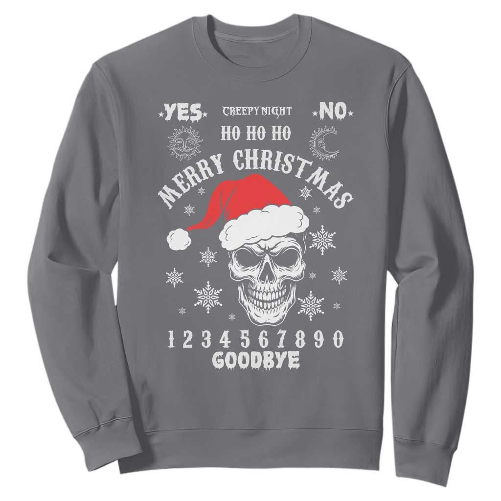 Dark Christmas Spirit Board Sweatshirt Creepy Merry Xmas Skull and Ouija Horror Holiday TS02 Charcoal Print Your Wear