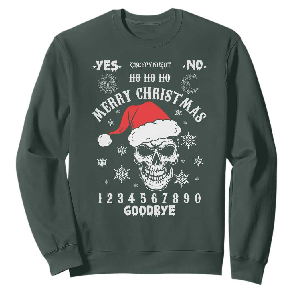 Dark Christmas Spirit Board Sweatshirt Creepy Merry Xmas Skull and Ouija Horror Holiday TS02 Dark Forest Green Print Your Wear