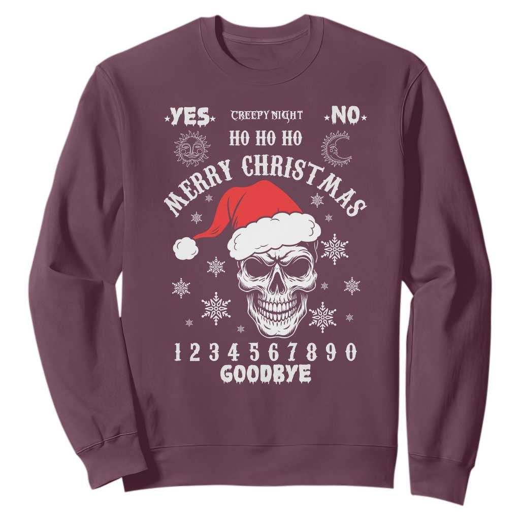 Dark Christmas Spirit Board Sweatshirt Creepy Merry Xmas Skull and Ouija Horror Holiday TS02 Maroon Print Your Wear