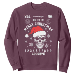 Dark Christmas Spirit Board Sweatshirt Creepy Merry Xmas Skull and Ouija Horror Holiday TS02 Maroon Print Your Wear