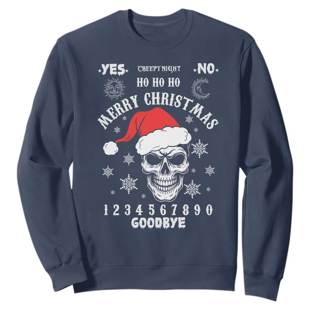 Dark Christmas Spirit Board Sweatshirt Creepy Merry Xmas Skull and Ouija Horror Holiday TS02 Navy Print Your Wear