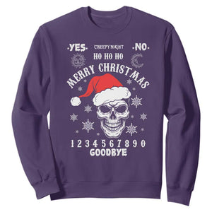 Dark Christmas Spirit Board Sweatshirt Creepy Merry Xmas Skull and Ouija Horror Holiday TS02 Purple Print Your Wear