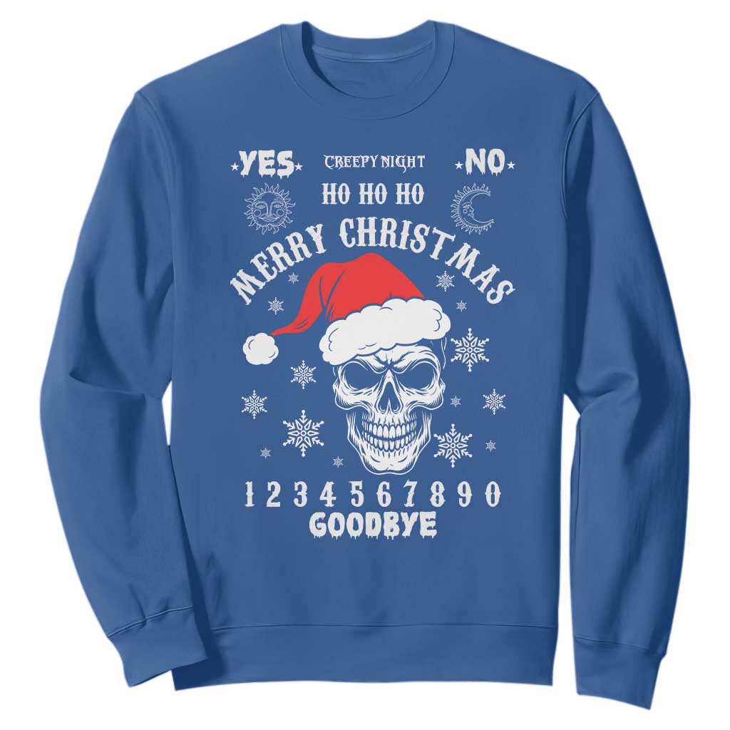 Dark Christmas Spirit Board Sweatshirt Creepy Merry Xmas Skull and Ouija Horror Holiday TS02 Royal Blue Print Your Wear
