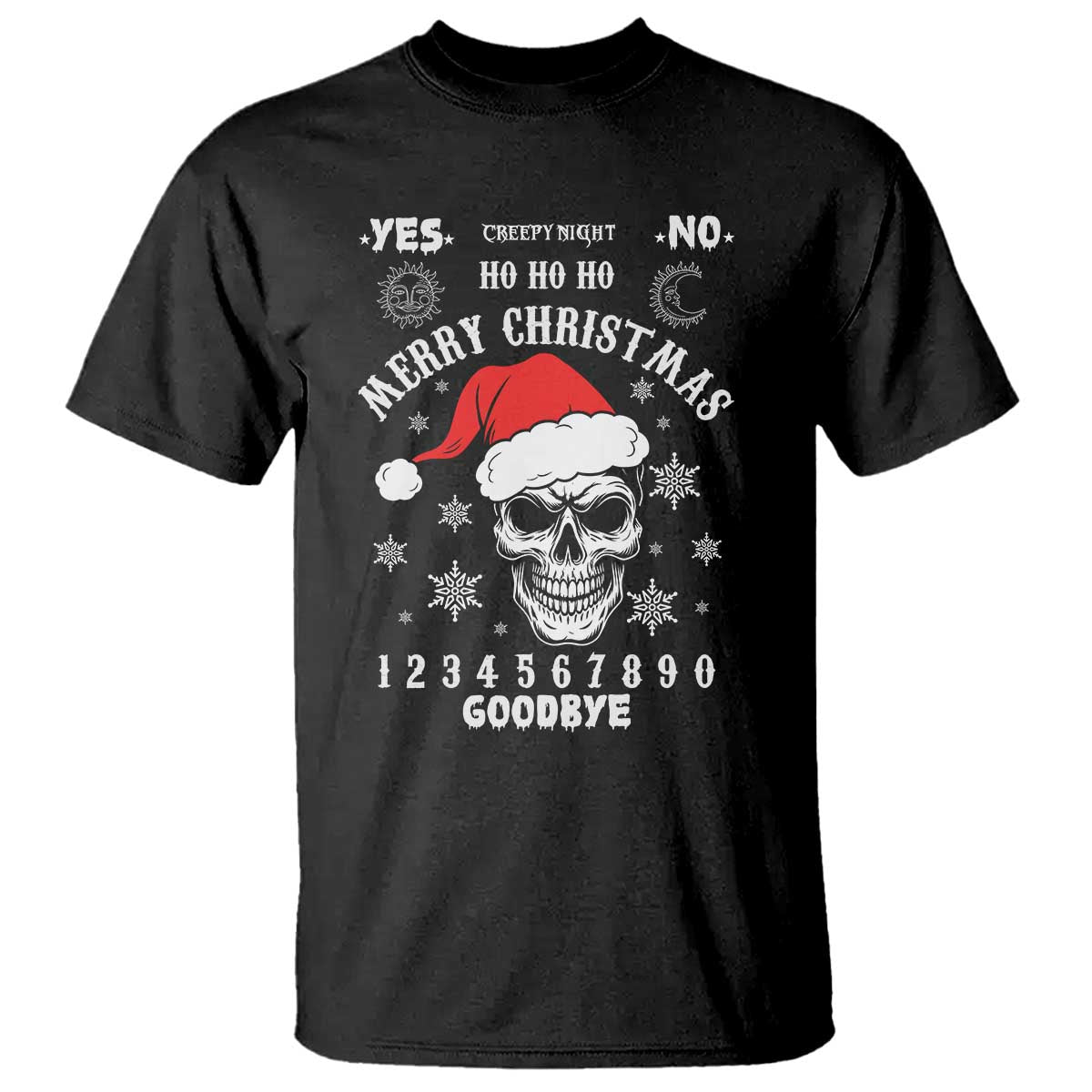 Dark Christmas Spirit Board T Shirt Creepy Merry Xmas Skull and Ouija Horror Holiday TS02 Black Print Your Wear