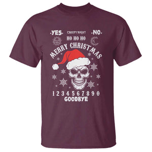 Dark Christmas Spirit Board T Shirt Creepy Merry Xmas Skull and Ouija Horror Holiday TS02 Maroon Print Your Wear