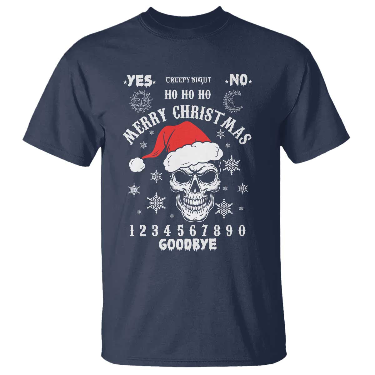 Dark Christmas Spirit Board T Shirt Creepy Merry Xmas Skull and Ouija Horror Holiday TS02 Navy Print Your Wear