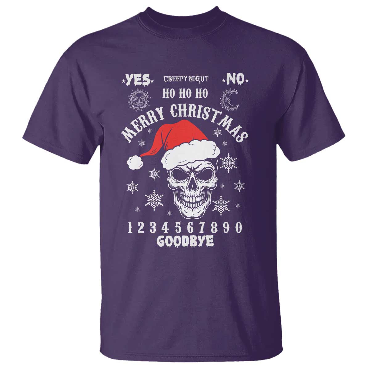 Dark Christmas Spirit Board T Shirt Creepy Merry Xmas Skull and Ouija Horror Holiday TS02 Purple Print Your Wear