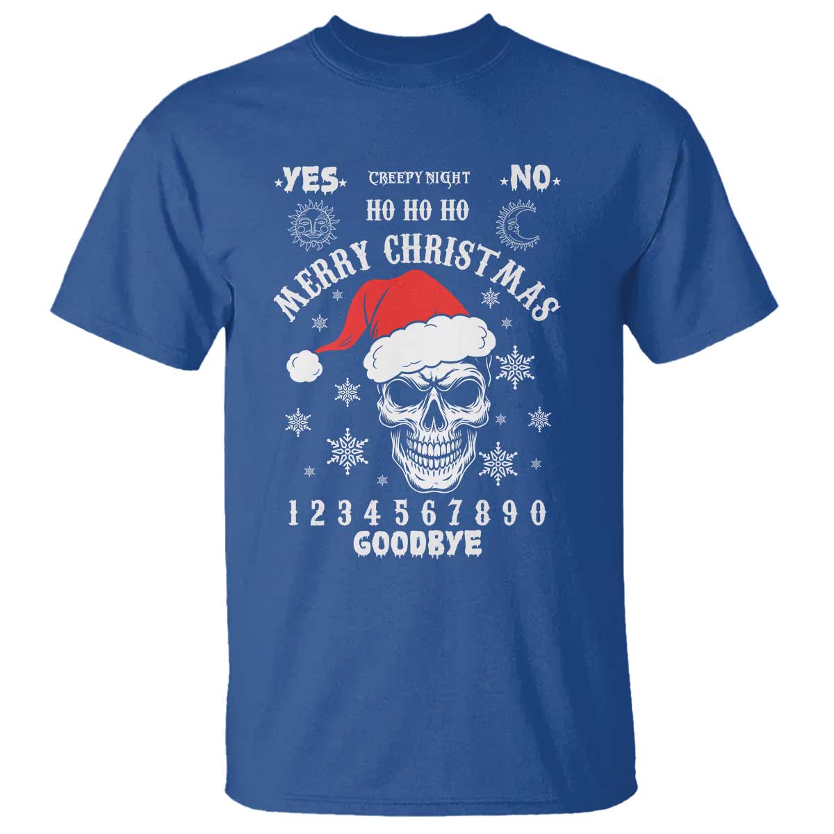 Dark Christmas Spirit Board T Shirt Creepy Merry Xmas Skull and Ouija Horror Holiday TS02 Royal Blue Print Your Wear