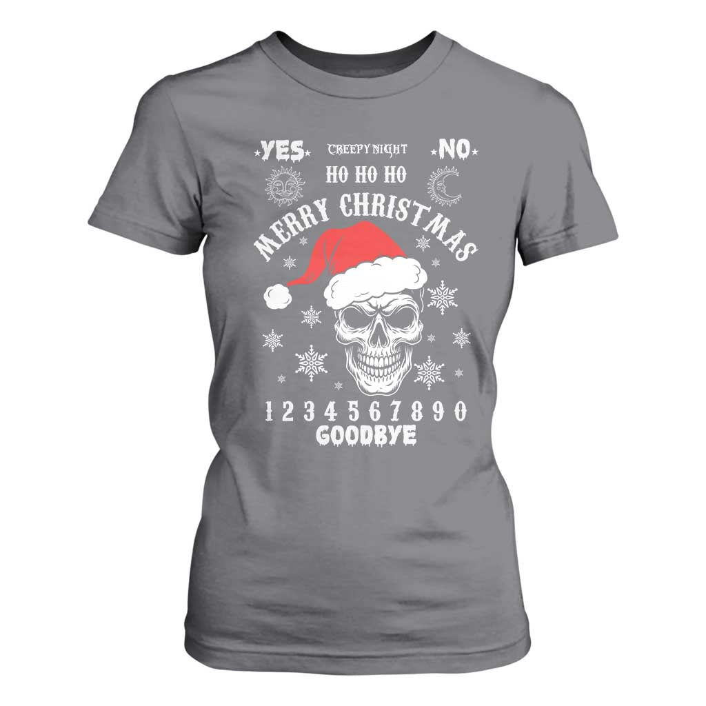 Dark Christmas Spirit Board T Shirt For Women Creepy Merry Xmas Skull and Ouija Horror Holiday TS02 Charcoal Print Your Wear