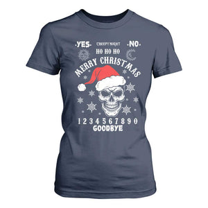 Dark Christmas Spirit Board T Shirt For Women Creepy Merry Xmas Skull and Ouija Horror Holiday TS02 Navy Print Your Wear
