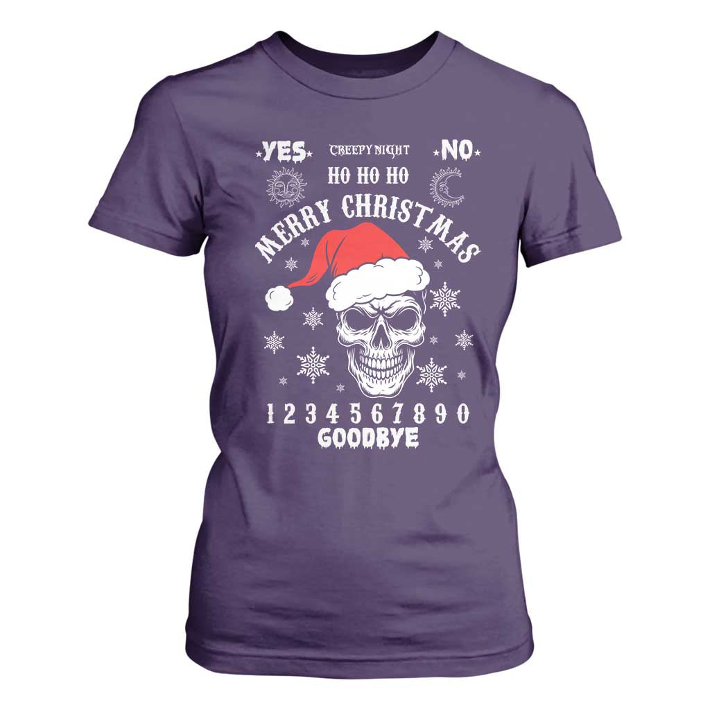 Dark Christmas Spirit Board T Shirt For Women Creepy Merry Xmas Skull and Ouija Horror Holiday TS02 Purple Print Your Wear