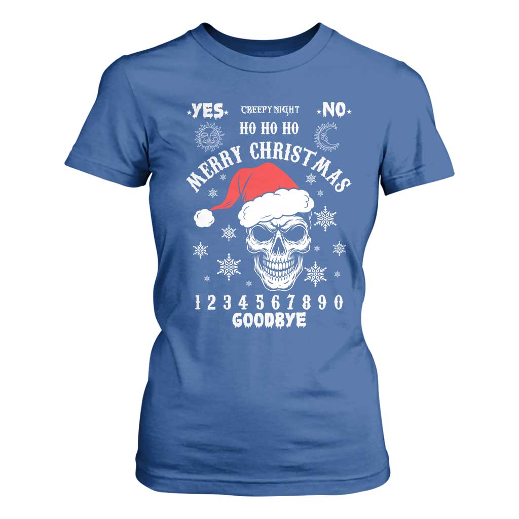 Dark Christmas Spirit Board T Shirt For Women Creepy Merry Xmas Skull and Ouija Horror Holiday TS02 Royal Blue Print Your Wear