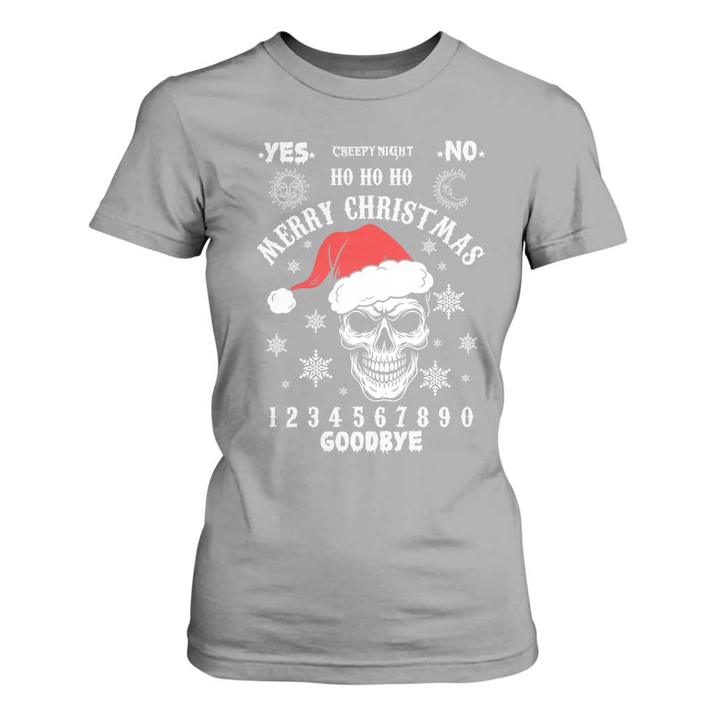 Dark Christmas Spirit Board T Shirt For Women Creepy Merry Xmas Skull and Ouija Horror Holiday TS02 Sport Gray Print Your Wear