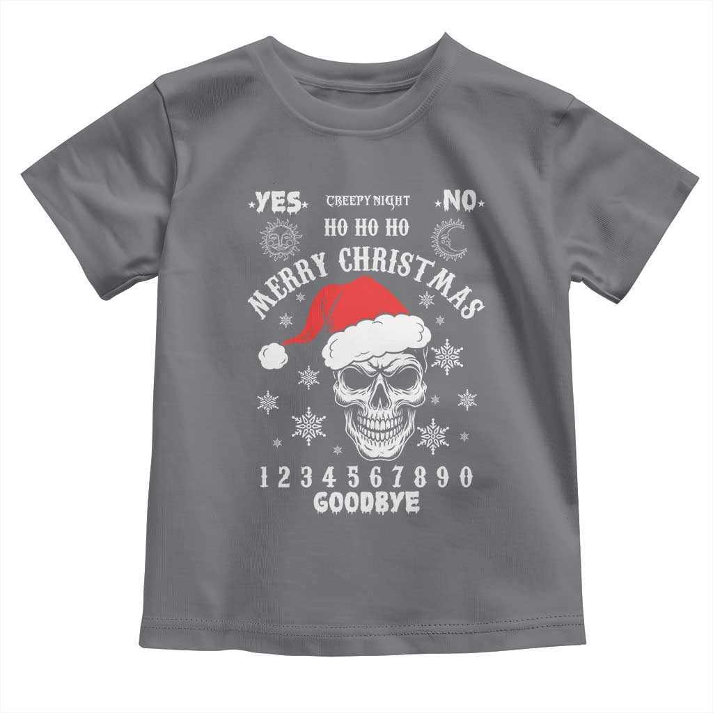 Dark Christmas Spirit Board Toddler T Shirt Creepy Merry Xmas Skull and Ouija Horror Holiday TS02 Charcoal Print Your Wear