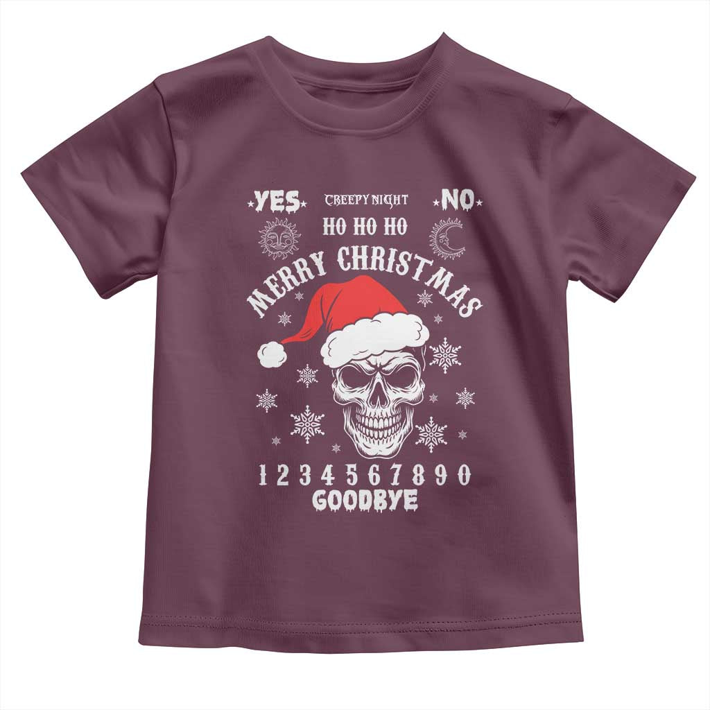 Dark Christmas Spirit Board Toddler T Shirt Creepy Merry Xmas Skull and Ouija Horror Holiday TS02 Maroon Print Your Wear