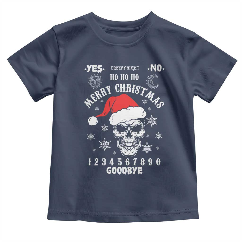 Dark Christmas Spirit Board Toddler T Shirt Creepy Merry Xmas Skull and Ouija Horror Holiday TS02 Navy Print Your Wear