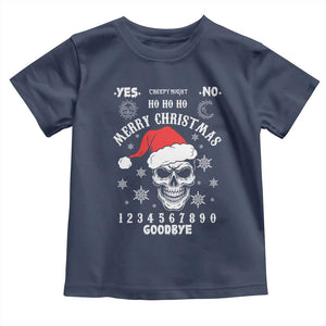 Dark Christmas Spirit Board Toddler T Shirt Creepy Merry Xmas Skull and Ouija Horror Holiday TS02 Navy Print Your Wear