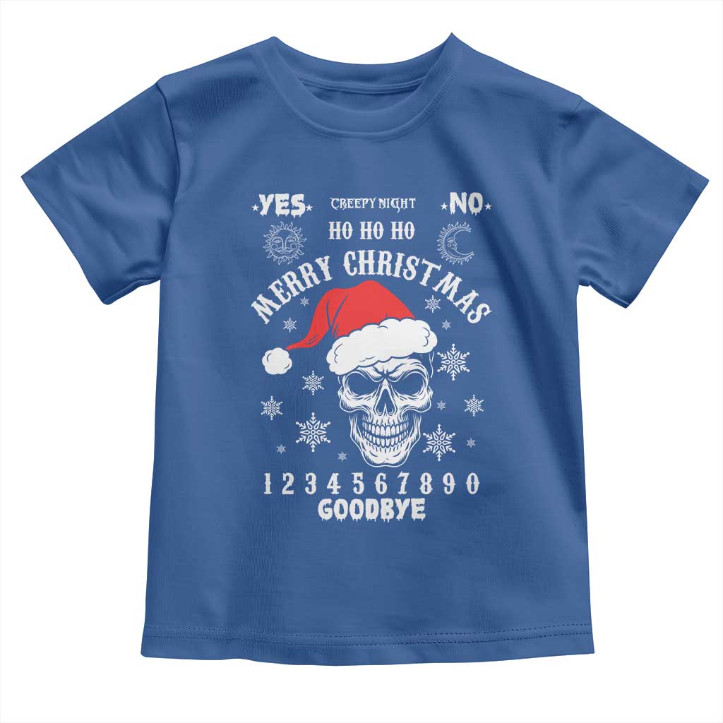 Dark Christmas Spirit Board Toddler T Shirt Creepy Merry Xmas Skull and Ouija Horror Holiday TS02 Royal Blue Print Your Wear