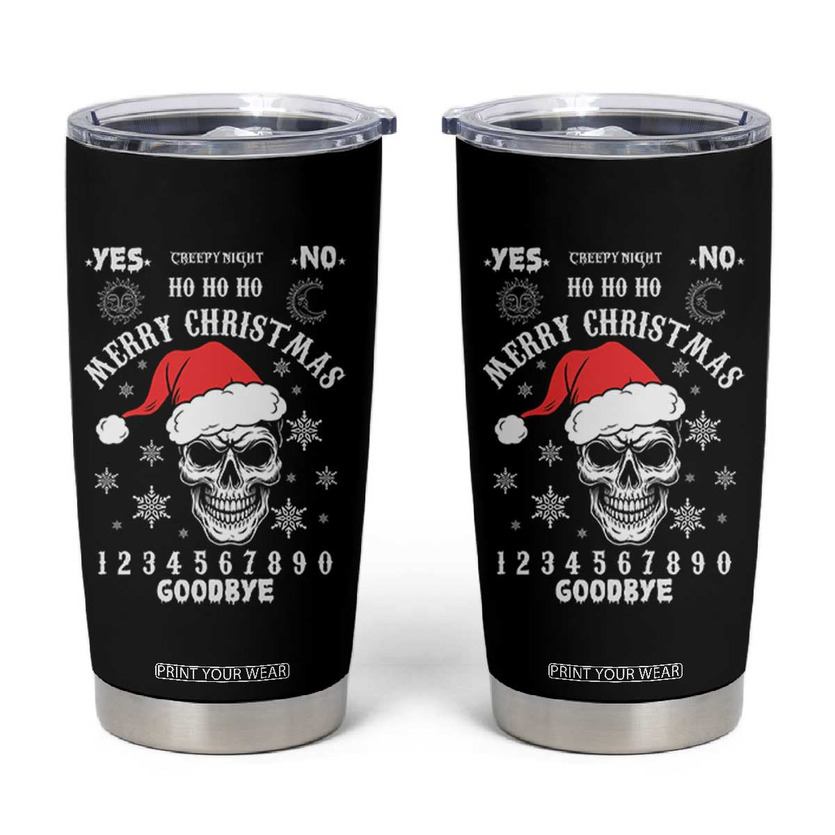 Dark Christmas Spirit Board Tumbler Cup Creepy Merry Xmas Skull and Ouija Horror Holiday TS02 Black Print Your Wear