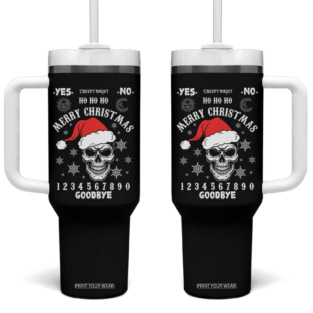 Dark Christmas Spirit Board Tumbler With Handle Creepy Merry Xmas Skull and Ouija Horror Holiday TS02 One Size: 40 oz Black Print Your Wear