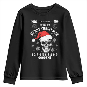 Dark Christmas Spirit Board Youth Sweatshirt Creepy Merry Xmas Skull and Ouija Horror Holiday TS02 Black Print Your Wear