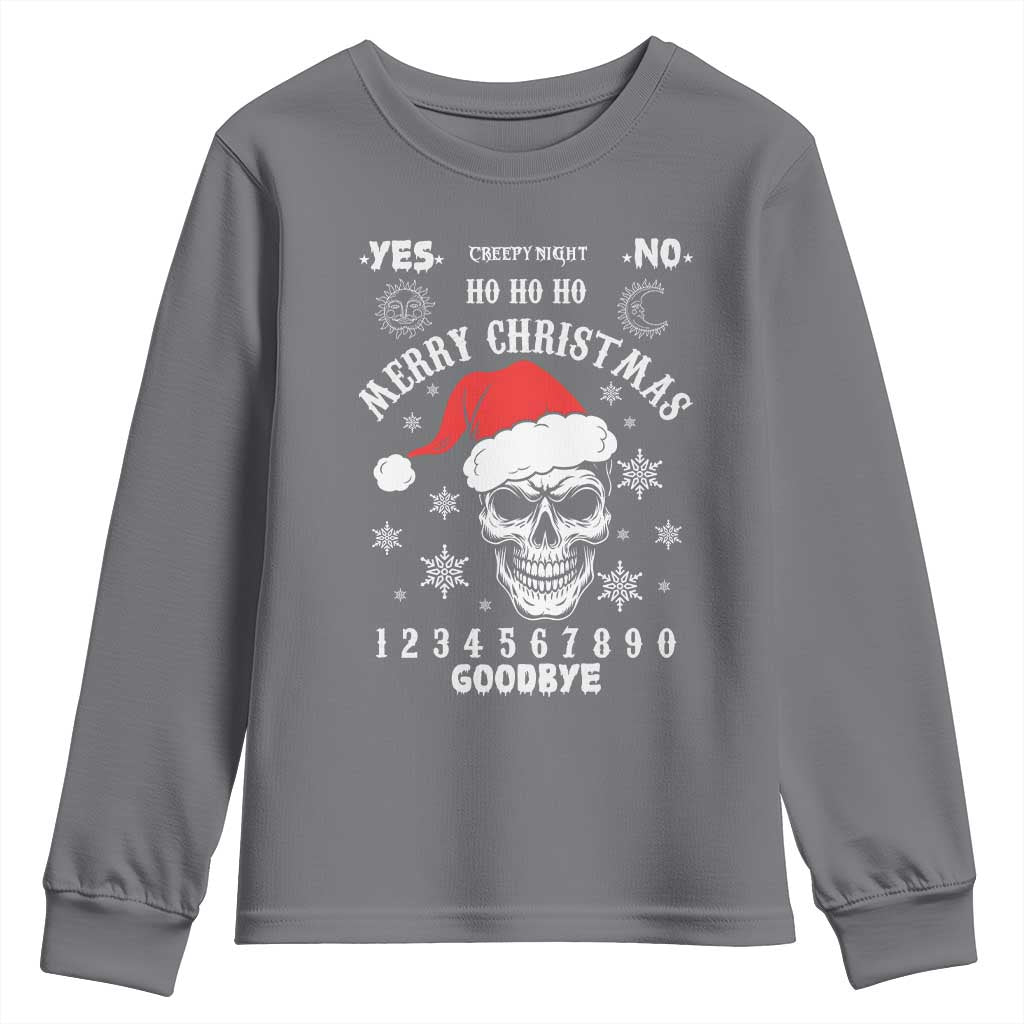 Dark Christmas Spirit Board Youth Sweatshirt Creepy Merry Xmas Skull and Ouija Horror Holiday TS02 Charcoal Print Your Wear