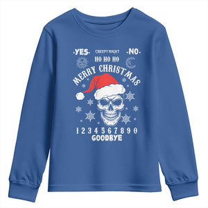 Dark Christmas Spirit Board Youth Sweatshirt Creepy Merry Xmas Skull and Ouija Horror Holiday TS02 Royal Blue Print Your Wear