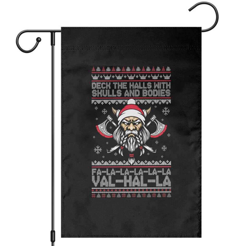 Deck The Halls With Skulls and Bodies Garden Flag Viking Christmas Fa La La Valhalla TS02 Black Print Your Wear