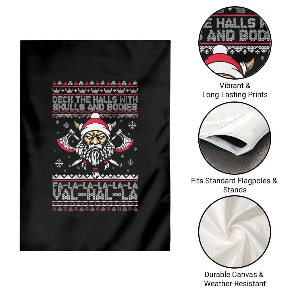 Deck The Halls With Skulls and Bodies Garden Flag Viking Christmas Fa La La Valhalla TS02 Print Your Wear