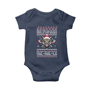 Deck The Halls With Skulls and Bodies Baby Onesie Viking Christmas Fa La La Valhalla TS02 Navy Print Your Wear