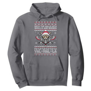 Deck The Halls With Skulls and Bodies Hoodie Viking Christmas Fa La La Valhalla TS02 Charcoal Print Your Wear