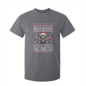 Deck The Halls With Skulls and Bodies T Shirt For Kid Viking Christmas Fa La La Valhalla TS02 Charcoal Print Your Wear