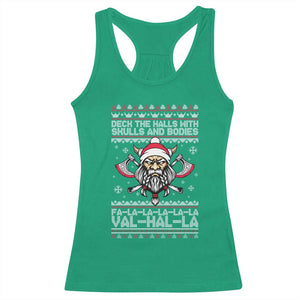 Deck The Halls With Skulls and Bodies Racerback Tank Top Viking Christmas Fa La La Valhalla TS02 Irish Green Print Your Wear