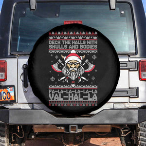 Deck The Halls With Skulls and Bodies Spare Tire Cover Viking Christmas Fa La La Valhalla TS02 No hole Black Print Your Wear