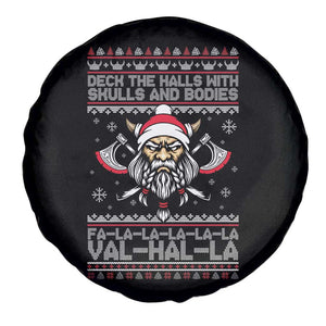 Deck The Halls With Skulls and Bodies Spare Tire Cover Viking Christmas Fa La La Valhalla TS02 Print Your Wear