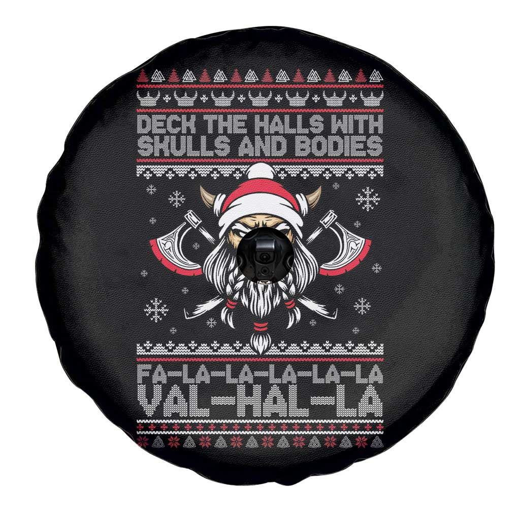 Deck The Halls With Skulls and Bodies Spare Tire Cover Viking Christmas Fa La La Valhalla TS02 Print Your Wear