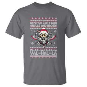 Deck The Halls With Skulls and Bodies T Shirt Viking Christmas Fa La La Valhalla TS02 Charcoal Print Your Wear