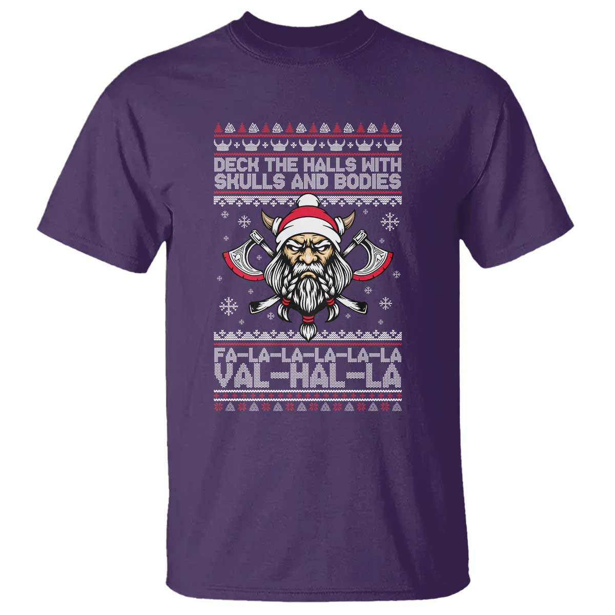 Deck The Halls With Skulls and Bodies T Shirt Viking Christmas Fa La La Valhalla TS02 Purple Print Your Wear
