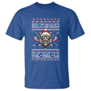 Deck The Halls With Skulls and Bodies T Shirt Viking Christmas Fa La La Valhalla TS02 Royal Blue Print Your Wear