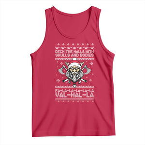 Deck The Halls With Skulls and Bodies Tank Top Viking Christmas Fa La La Valhalla TS02 Red Print Your Wear