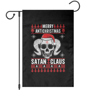 Satan Claus Skull Antichristmas Garden Flag Dark Humor Holiday 666 Skull and Horns TS02 Black Print Your Wear