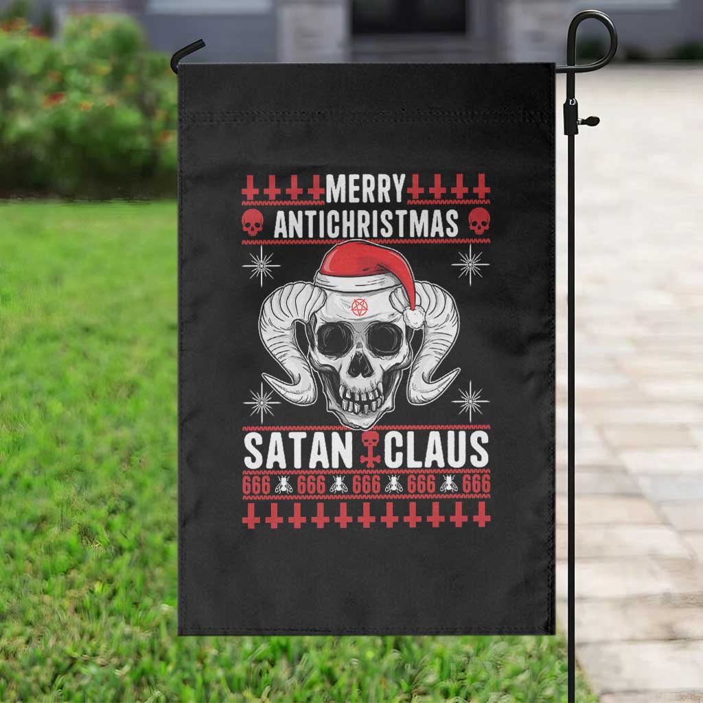 Satan Claus Skull Antichristmas Garden Flag Dark Humor Holiday 666 Skull and Horns TS02 Print Your Wear