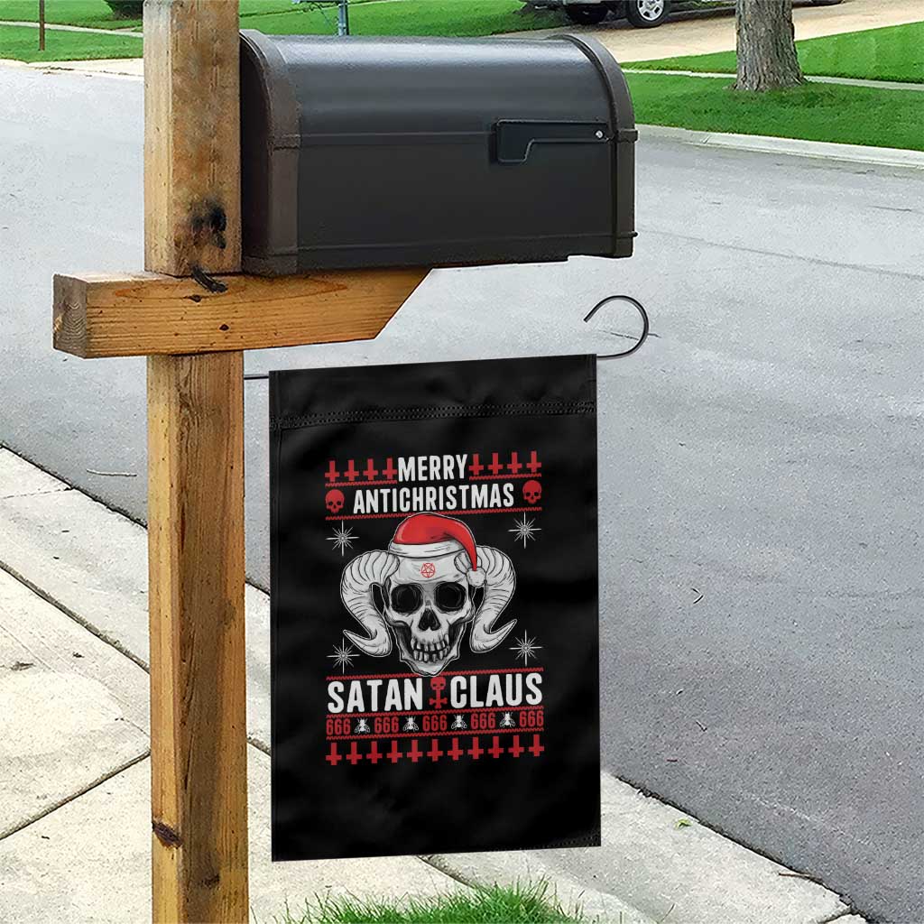 Satan Claus Skull Antichristmas Garden Flag Dark Humor Holiday 666 Skull and Horns TS02 Print Your Wear