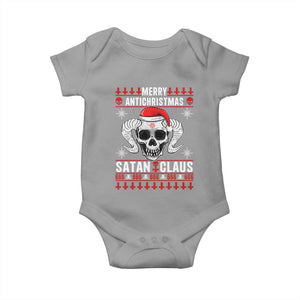 Satan Claus Skull Antichristmas Baby Onesie Dark Humor Holiday 666 Skull and Horns TS02 Sport Gray Print Your Wear