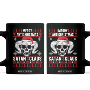 Satan Claus Skull Antichristmas Coffee Mug Dark Humor Holiday 666 Skull and Horns TS02 Black Print Your Wear