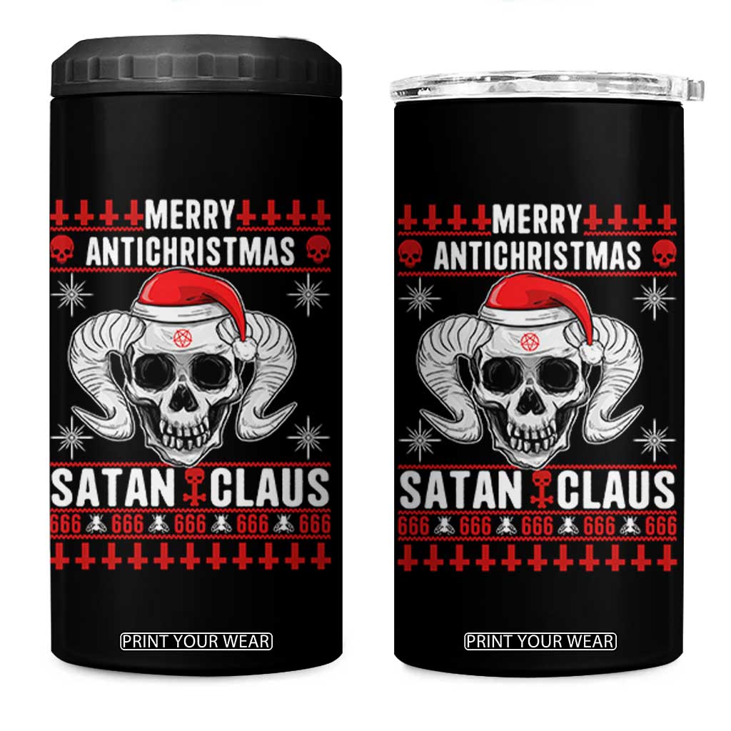 Satan Claus Skull Antichristmas 4 in 1 Can Cooler Tumbler Dark Humor Holiday 666 Skull and Horns TS02 One Size: 16 oz Black Print Your Wear