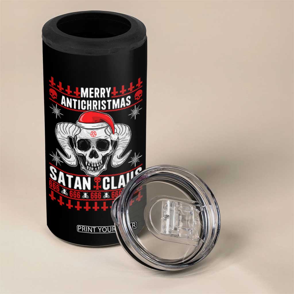 Satan Claus Skull Antichristmas 4 in 1 Can Cooler Tumbler Dark Humor Holiday 666 Skull and Horns TS02 Print Your Wear